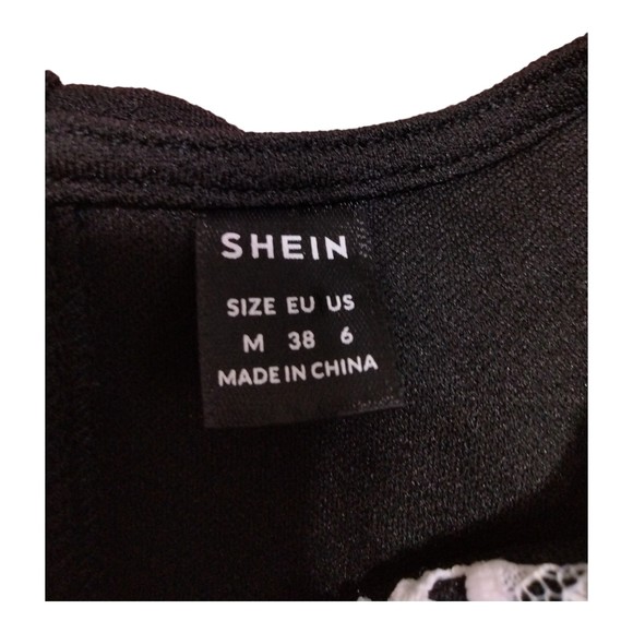 SHEIN Women's M Dress Black White Collar Wednesday  Adams Jury Halloween Gold - Picture 3 of 14